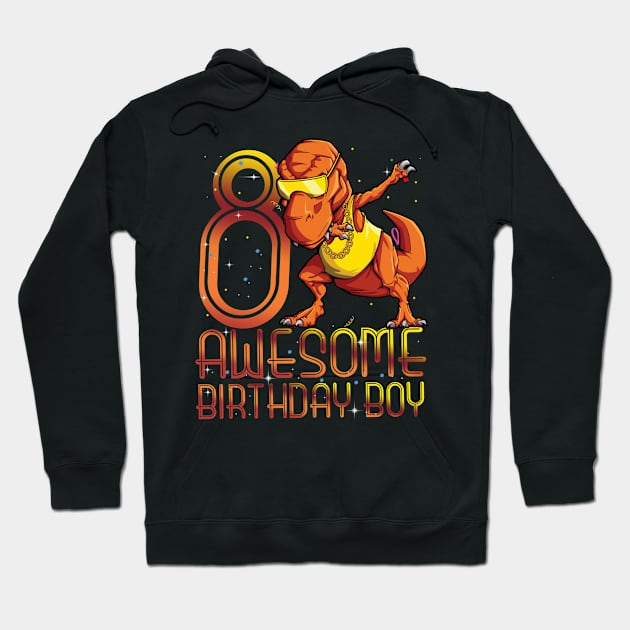 Kids 8th Birthday Dinosaur 8 Year Old Awesome Since Gifts Boy Hoodie by The Design Catalyst